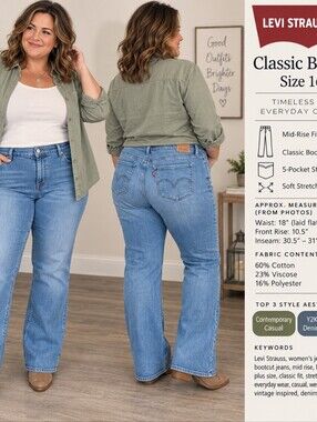 Levi Strauss 16W Classic Bootcut Jeans Contemporary Casual Y2K Western